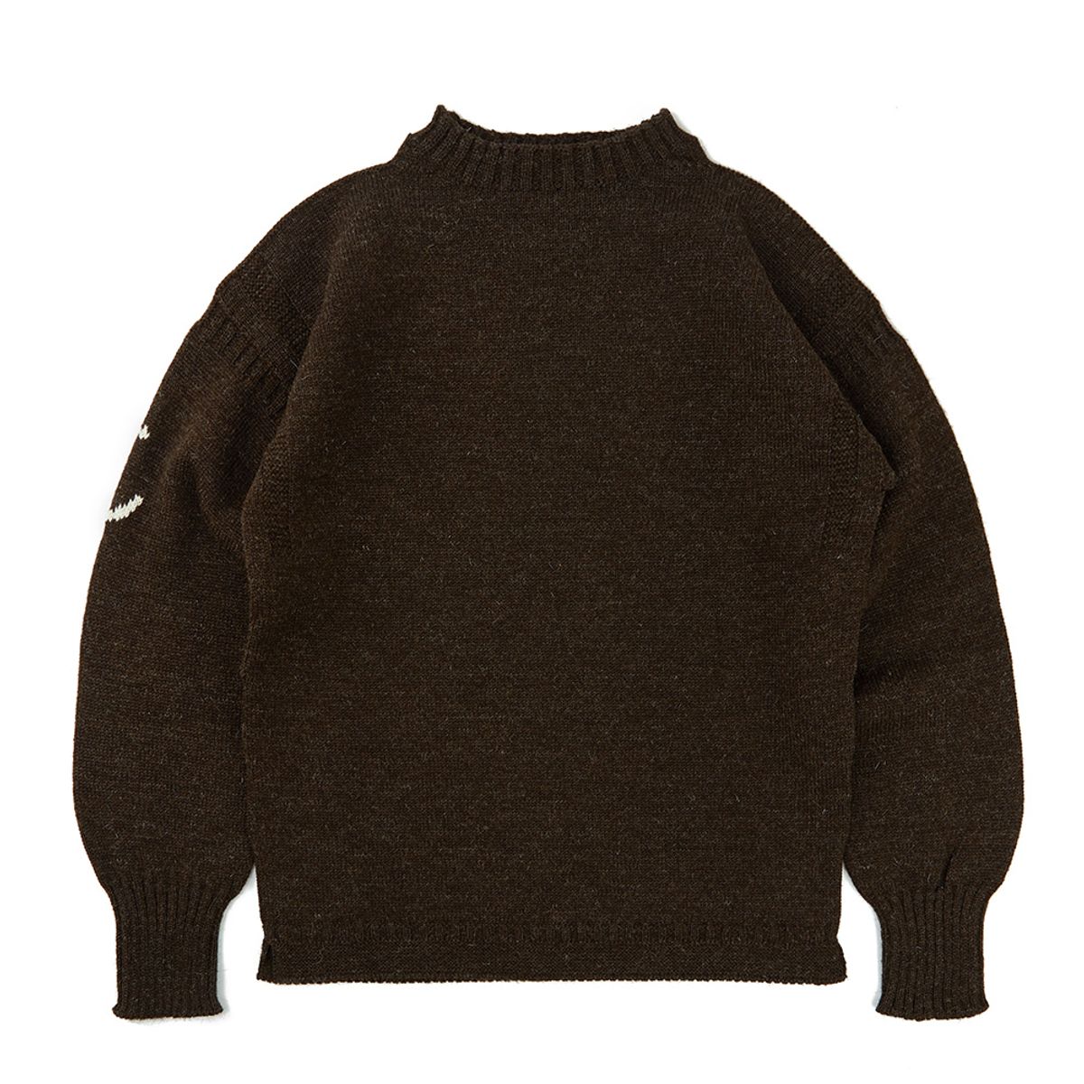 건지 울른스(Guernsey Woollens) 피셔맨 홀가먼트 스웨터 - 다크 브라운