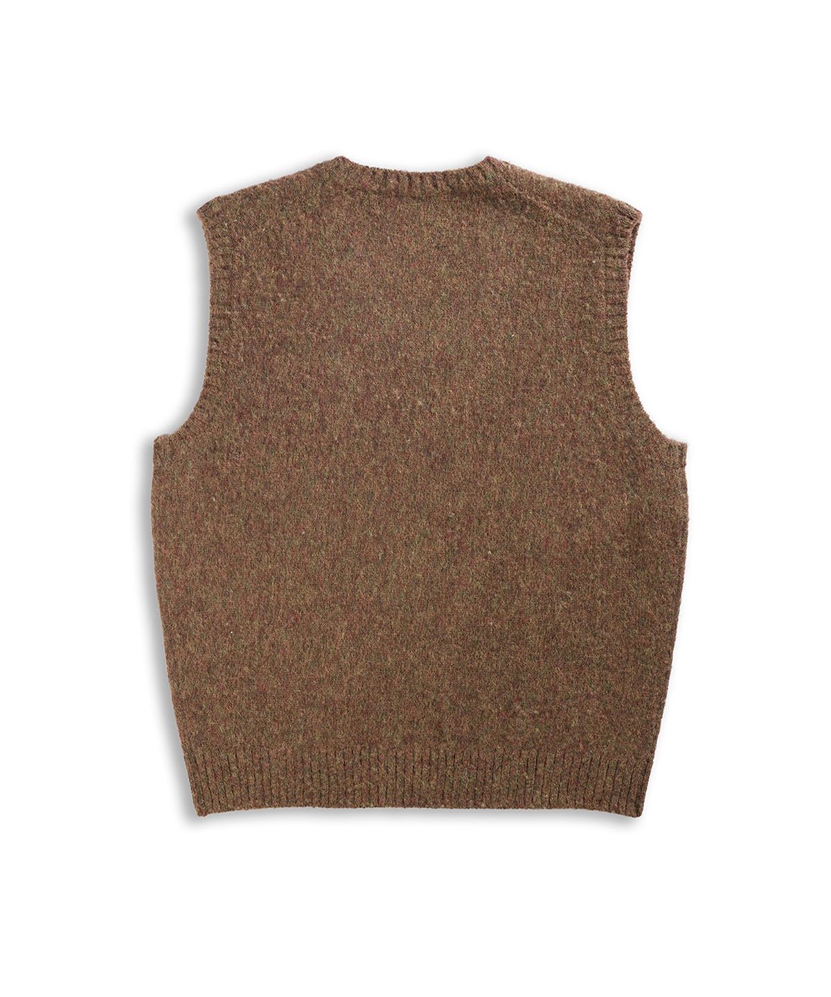 건지 울른스(Guernsey Woollens) 셔틀랜드울 브이넥 베스트 - 브러쉬드 브라운