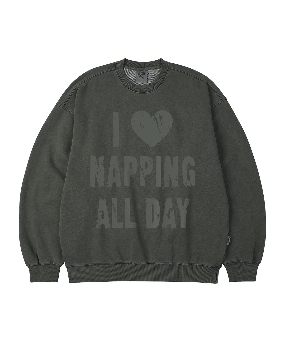 와일드락(WILDROCK) Hollysheesh I LOVE NAPPING 피그먼트 오버핏 맨투맨_5 COL