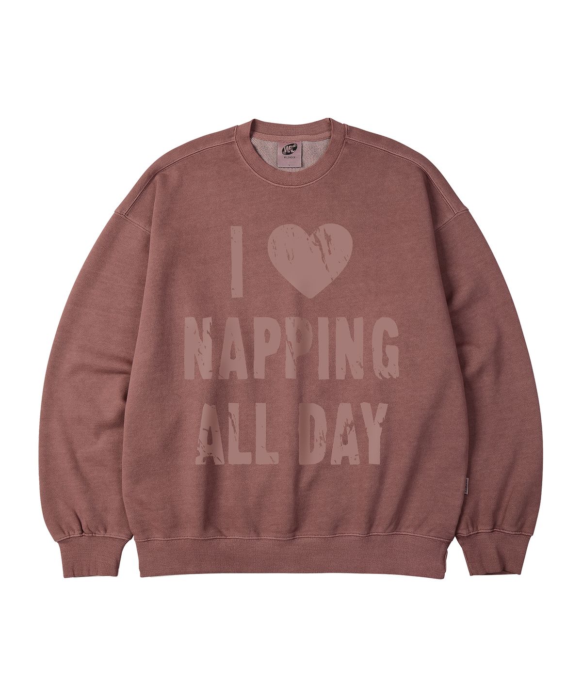 와일드락(WILDROCK) Hollysheesh I LOVE NAPPING 피그먼트 오버핏 맨투맨_5 COL