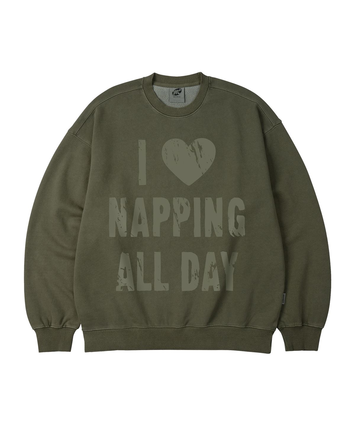 와일드락(WILDROCK) Hollysheesh I LOVE NAPPING 피그먼트 오버핏 맨투맨_5 COL