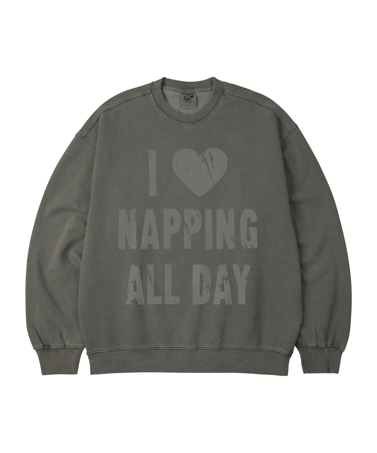 와일드락(WILDROCK) Hollysheesh I LOVE NAPPING 피그먼트 오버핏 맨투맨_5 COL