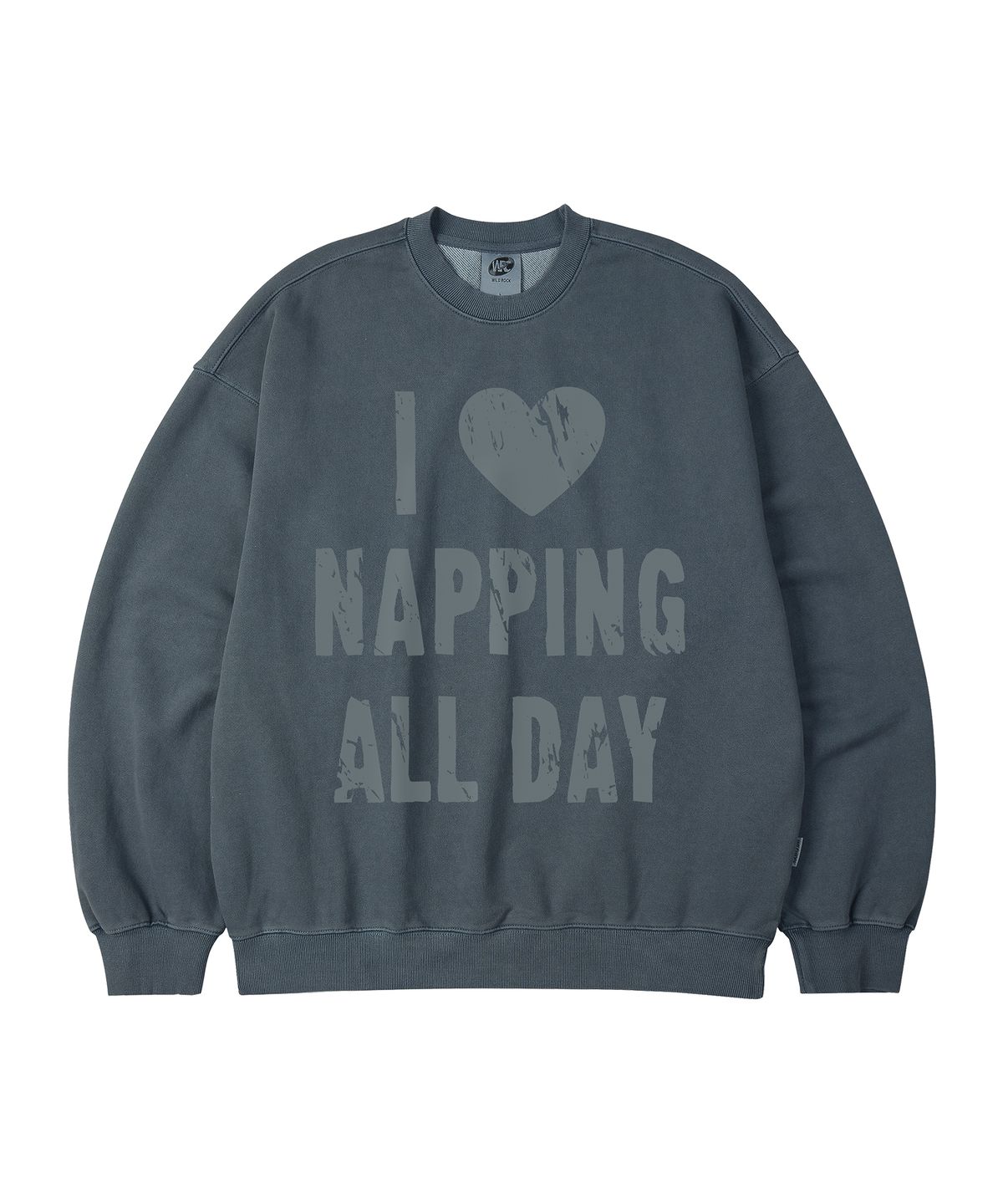 와일드락(WILDROCK) Hollysheesh I LOVE NAPPING 피그먼트 오버핏 맨투맨_5 COL