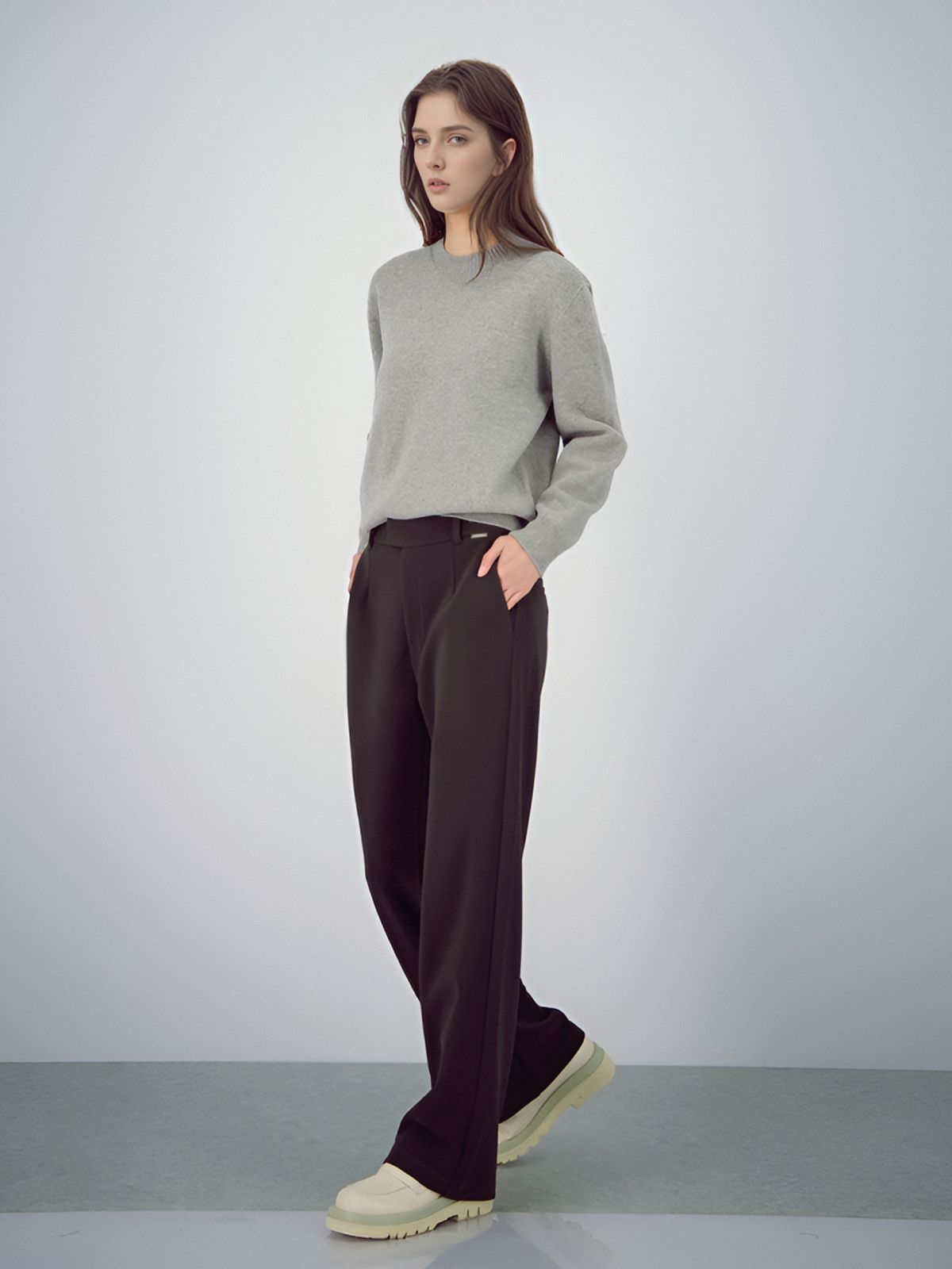 아쿠드(ACUD) Crepe Flow Slacks _Brown