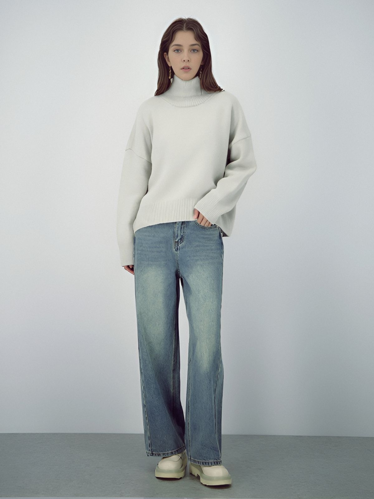 아쿠드(ACUD) Wool Turtle Neck Knit _L.Grey