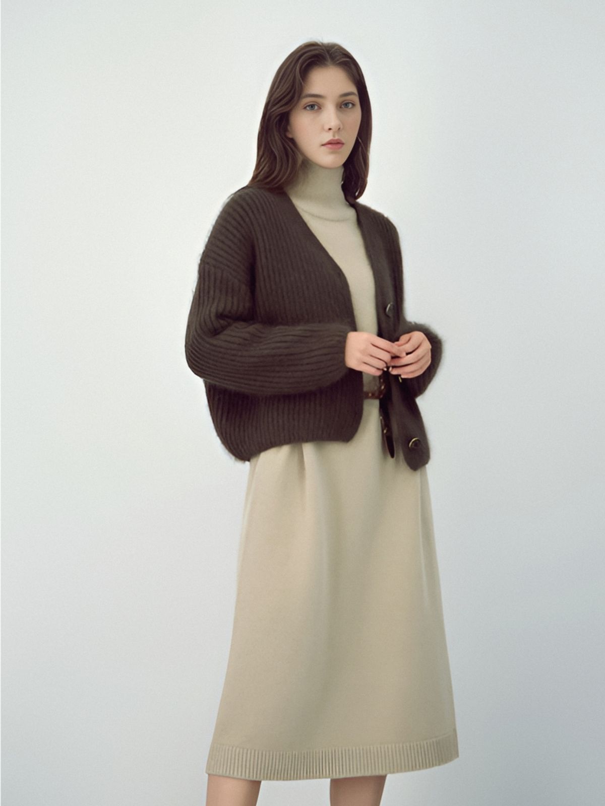 아쿠드(ACUD) Rabbit Heavy Cardigan _Brown
