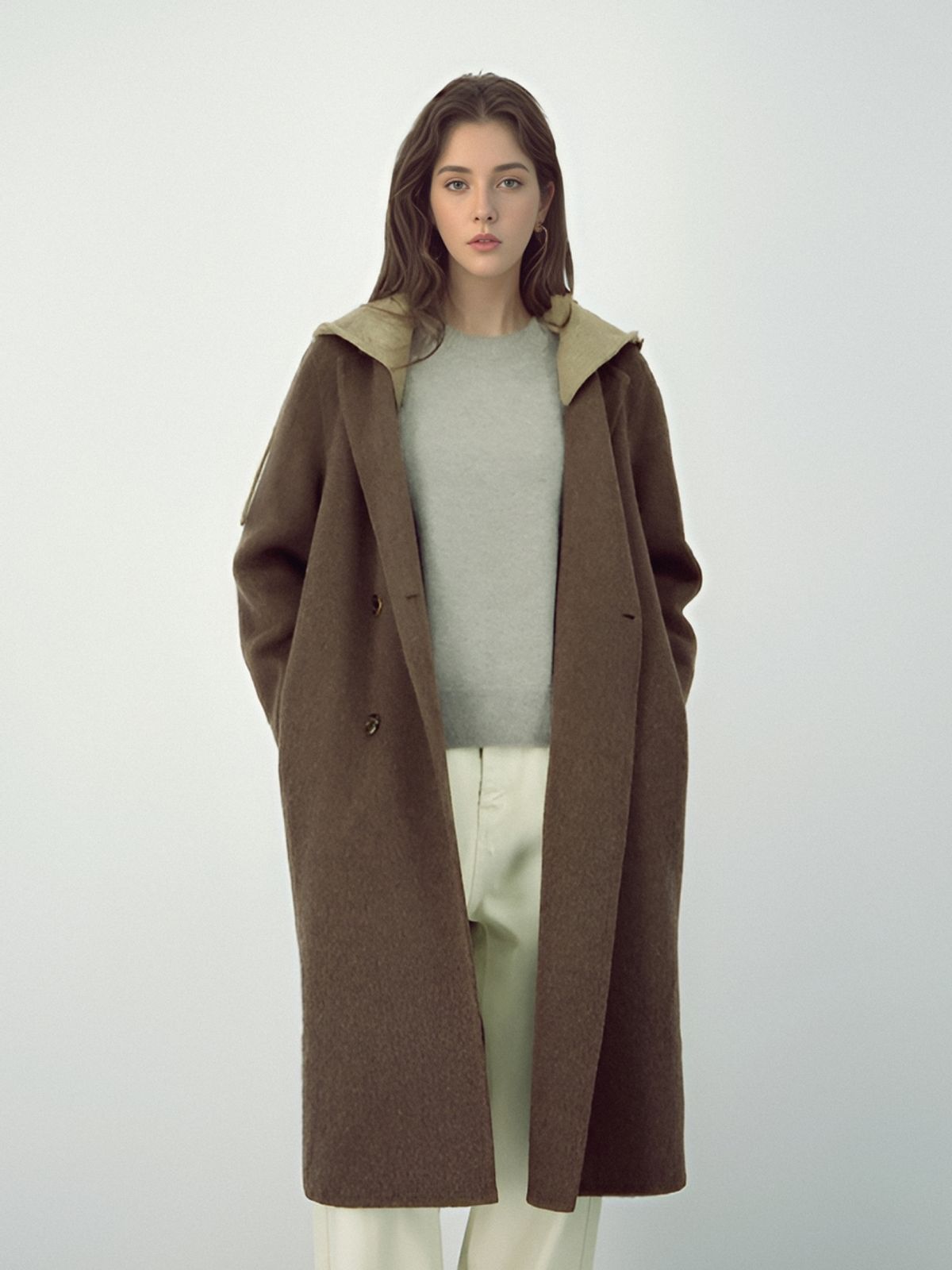 아쿠드(ACUD) Detachable Hoodie Handmade Coat _Brown
