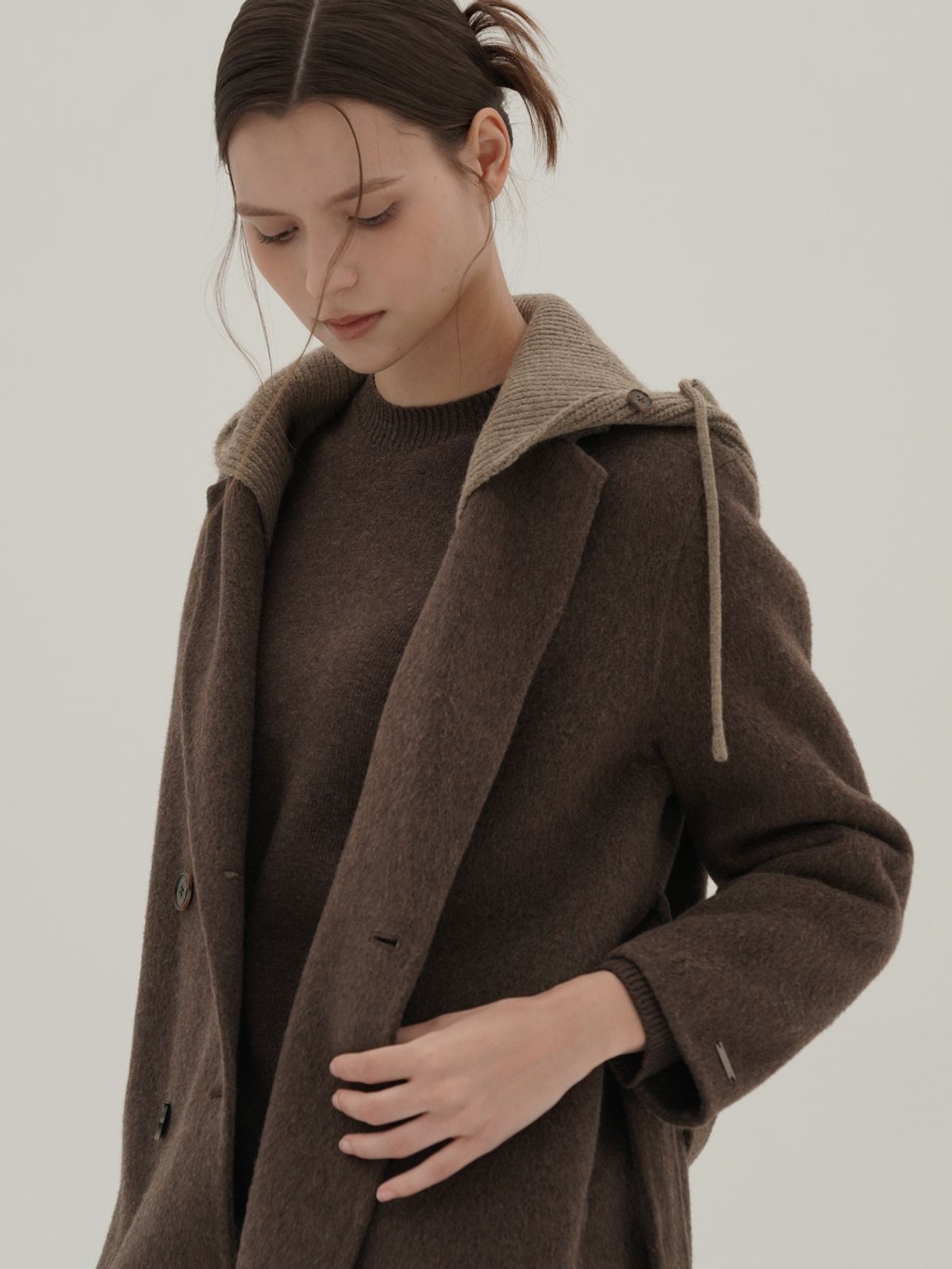 아쿠드(ACUD) Detachable Hoodie Handmade Coat _Brown