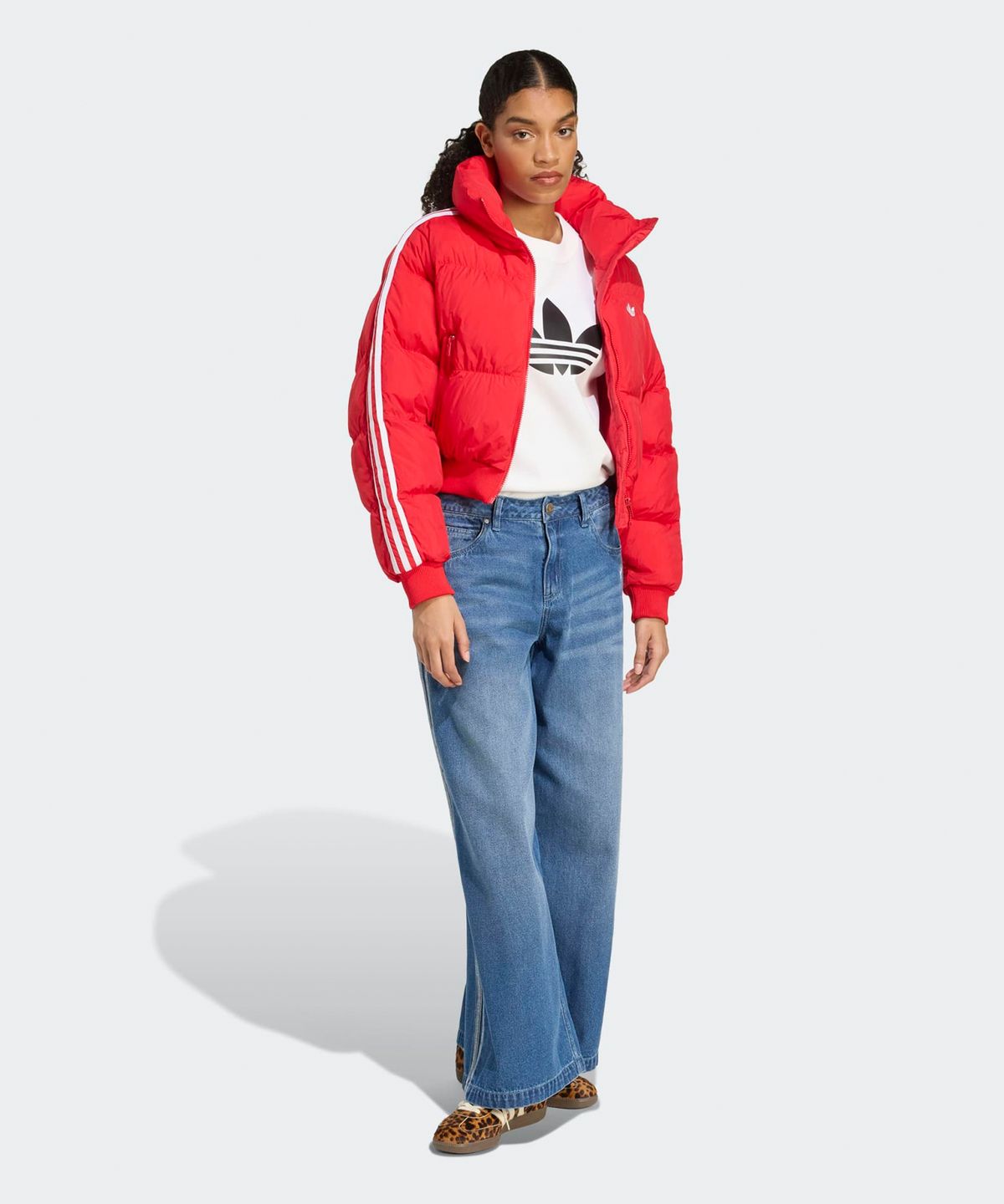 아디다스(ADIDAS) 크롭 합성 다운 퍼퍼 - 레드 / JX2966