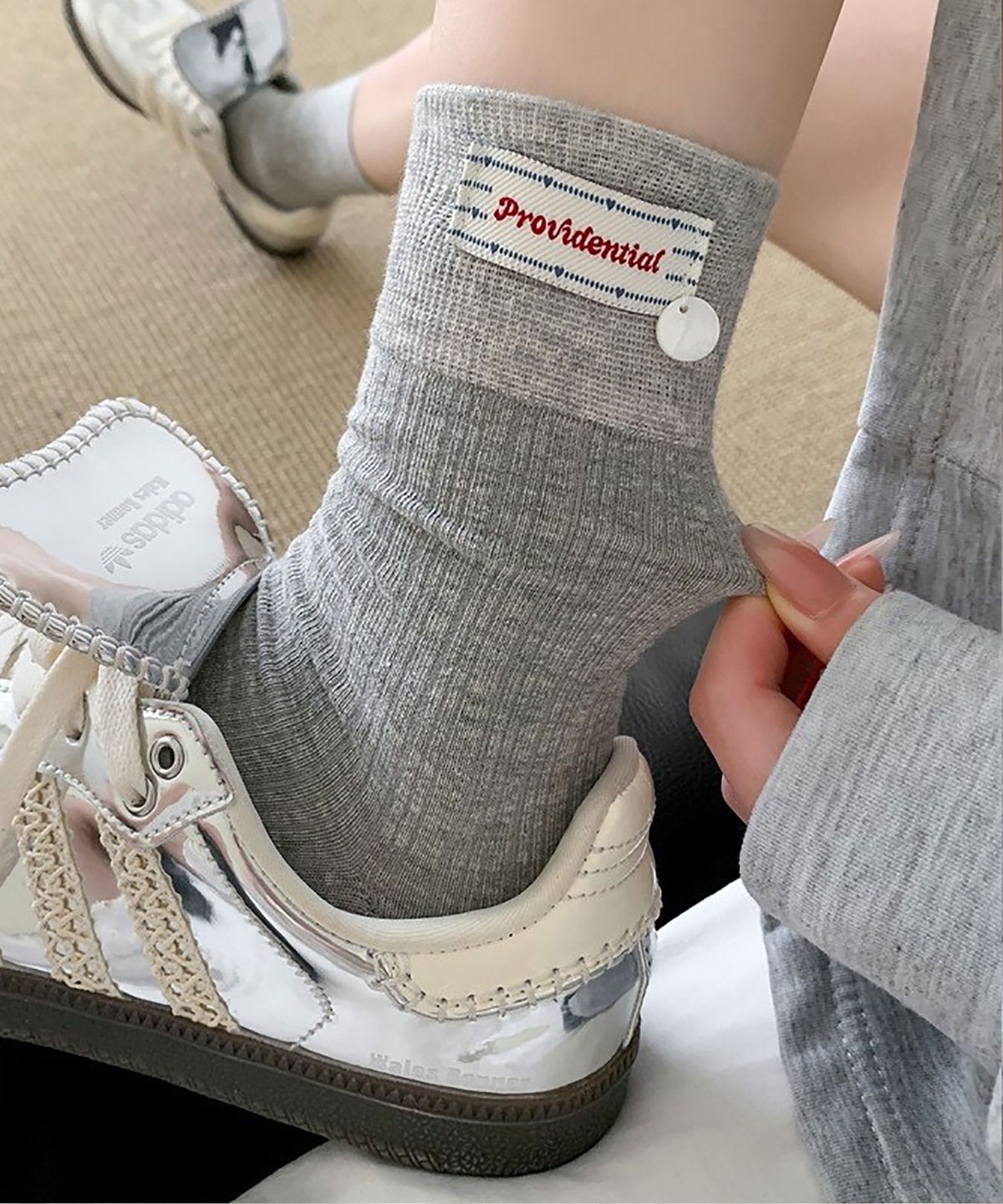 엔젤삭스(ANGEL SOCKS) [2개 세트]1319 버튼탭 단추 래터링 fashion socks 양말