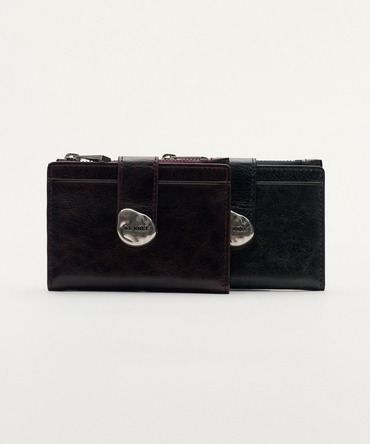리이(RE RHEE) BRIDGE CARD WALLET RED BROWN