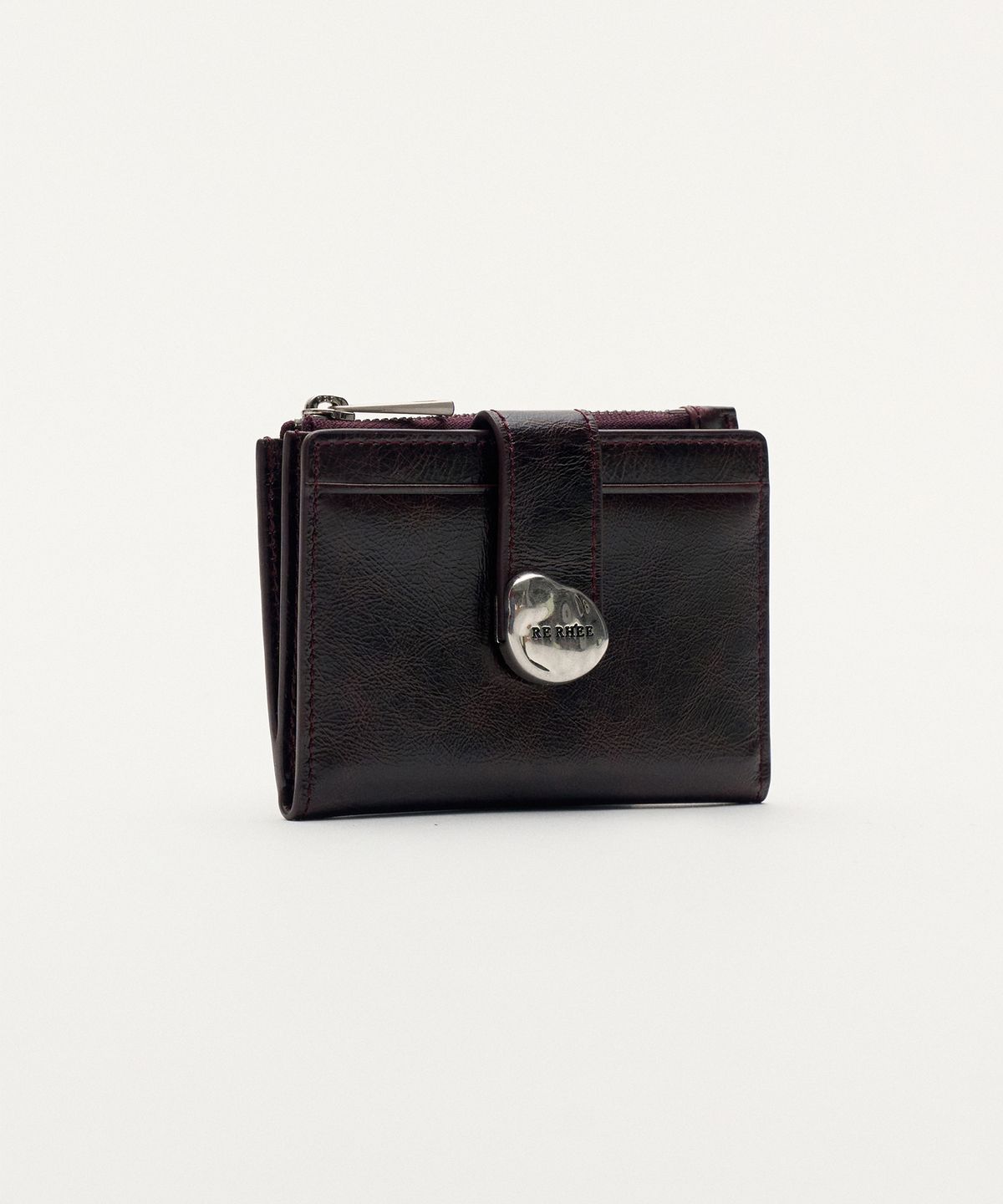 리이(RE RHEE) BRIDGE CARD WALLET RED BROWN