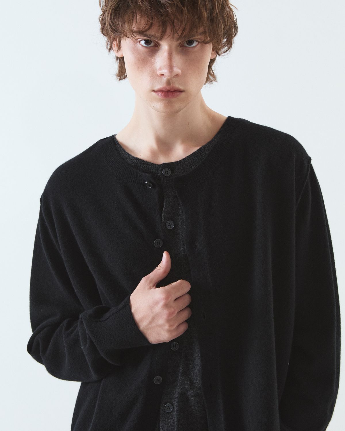 디앤드퀘스천(THEENDQUESTION) Double layer cardigan / BLACK