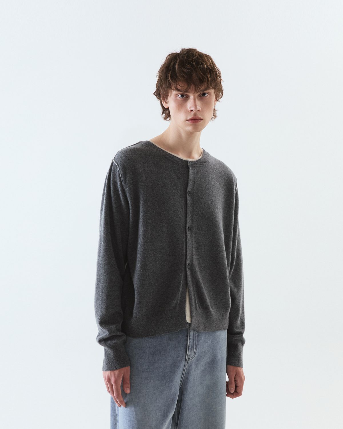 디앤드퀘스천(THEENDQUESTION) Double layer cardigan / GRAY
