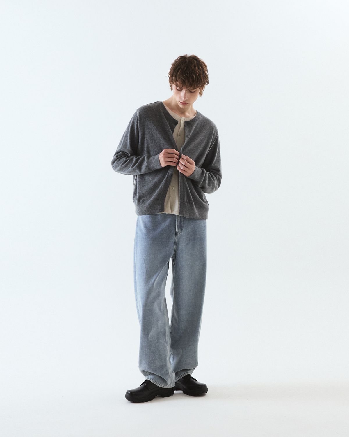 디앤드퀘스천(THEENDQUESTION) Double layer cardigan / GRAY