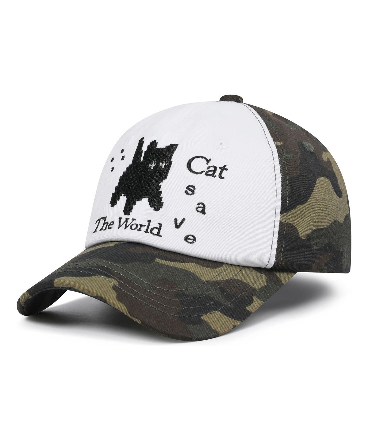 캣세이브더월드(CATSAVETHEWORLD) 픽셀 아트 볼캡 (카모 카키)