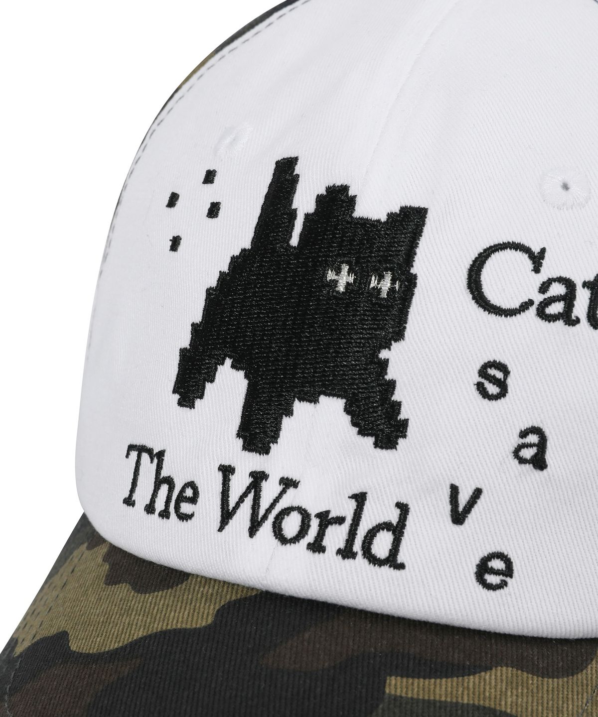 캣세이브더월드(CATSAVETHEWORLD) 픽셀 아트 볼캡 (카모 카키)