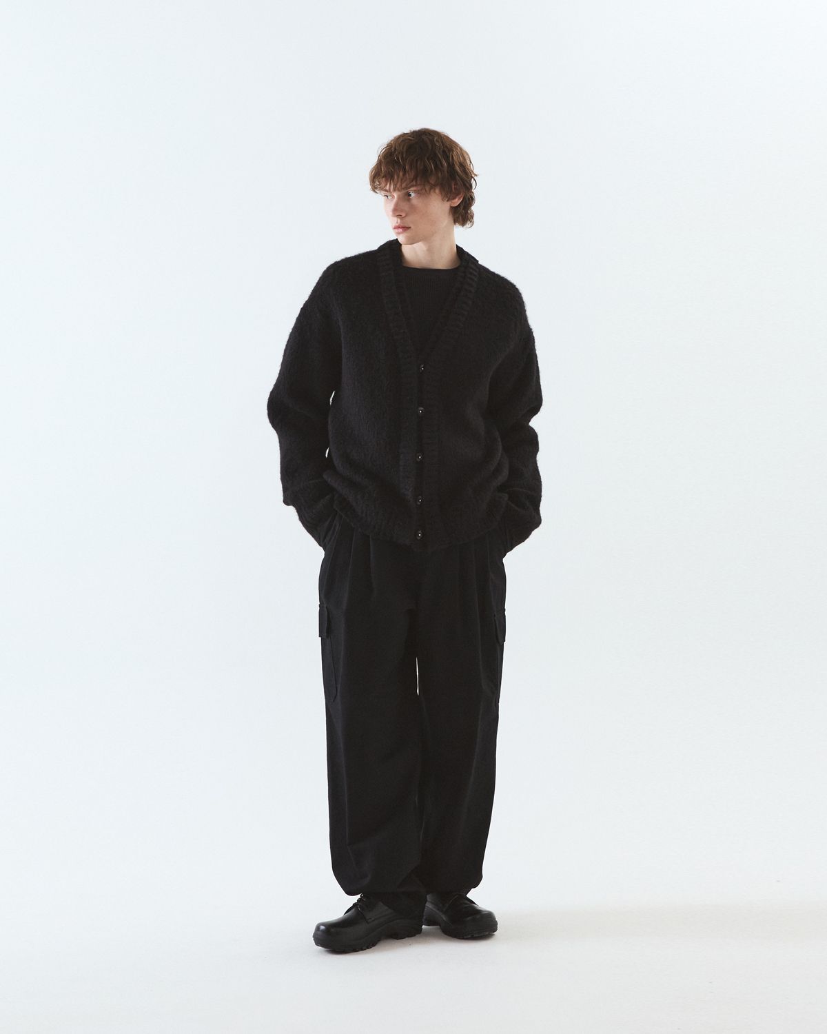 디앤드퀘스천(THEENDQUESTION) Double brush cardigan / BLACK