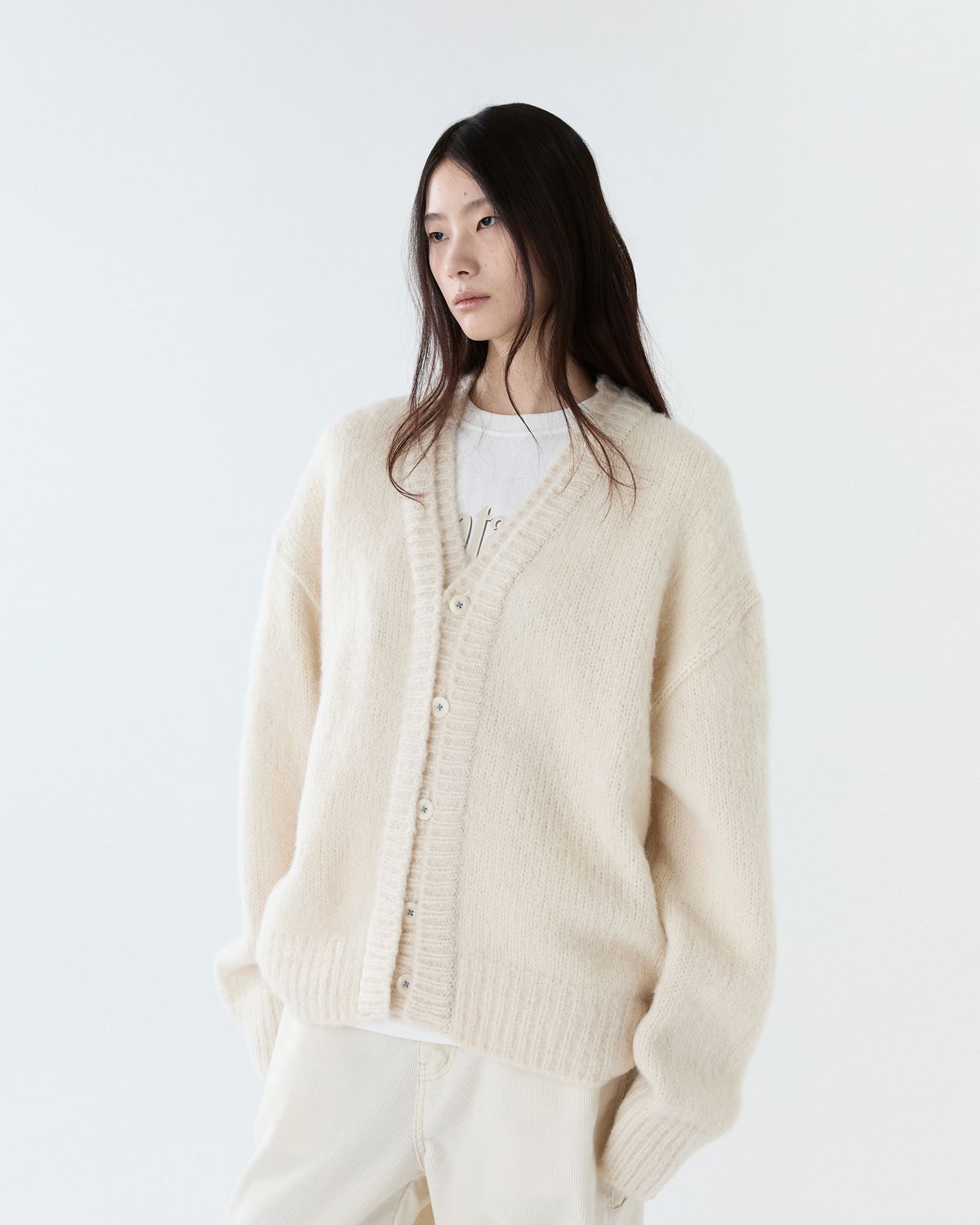 디앤드퀘스천(THEENDQUESTION) Double brush cardigan / IVORY