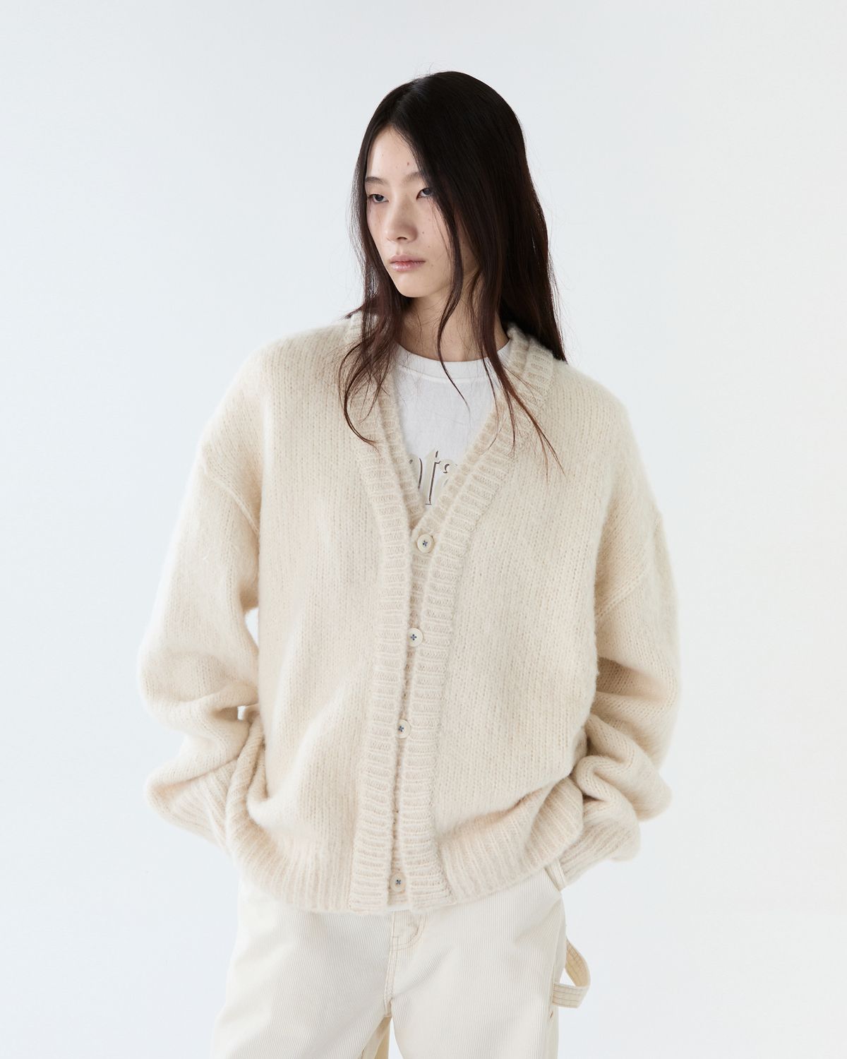 디앤드퀘스천(THEENDQUESTION) Double brush cardigan / IVORY