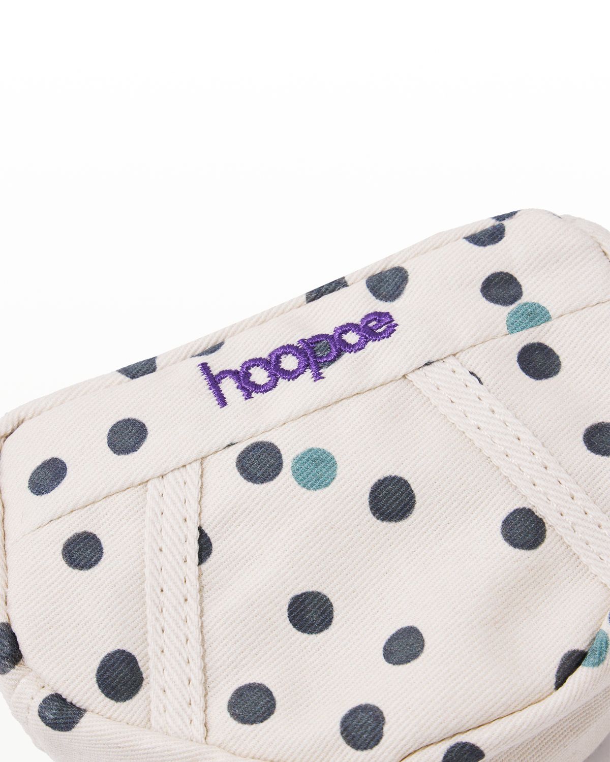 후포(HOOPOE) signature mini brief pouch in dot print_oatmeal milk