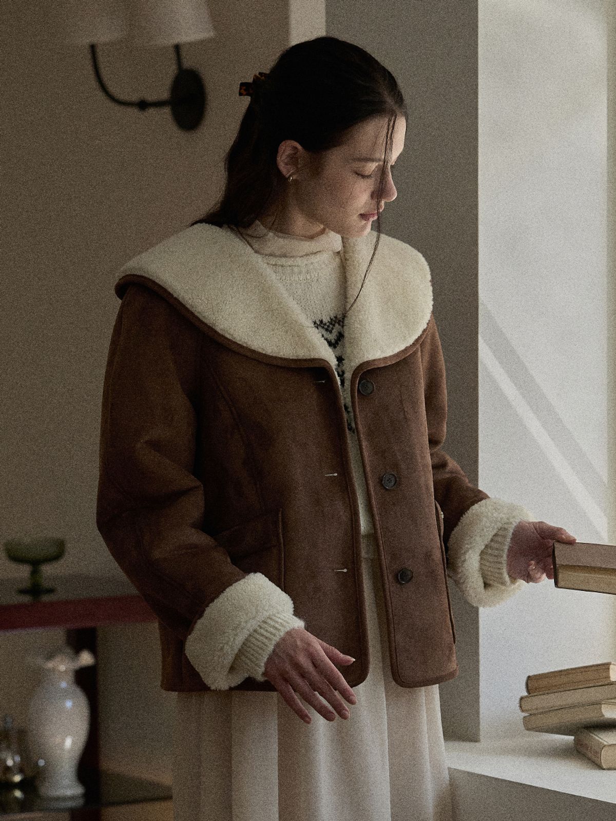 비뮤즈맨션(BEMUSE MANSION) Wide collar mustang jacket - Camel