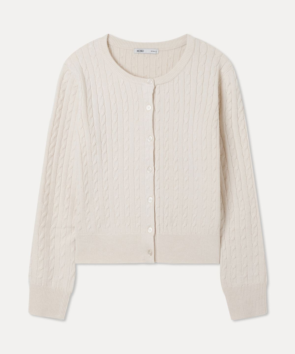 미쏘(MIXXO) 라운드넥 케이블 가디건_MIWCKG120T