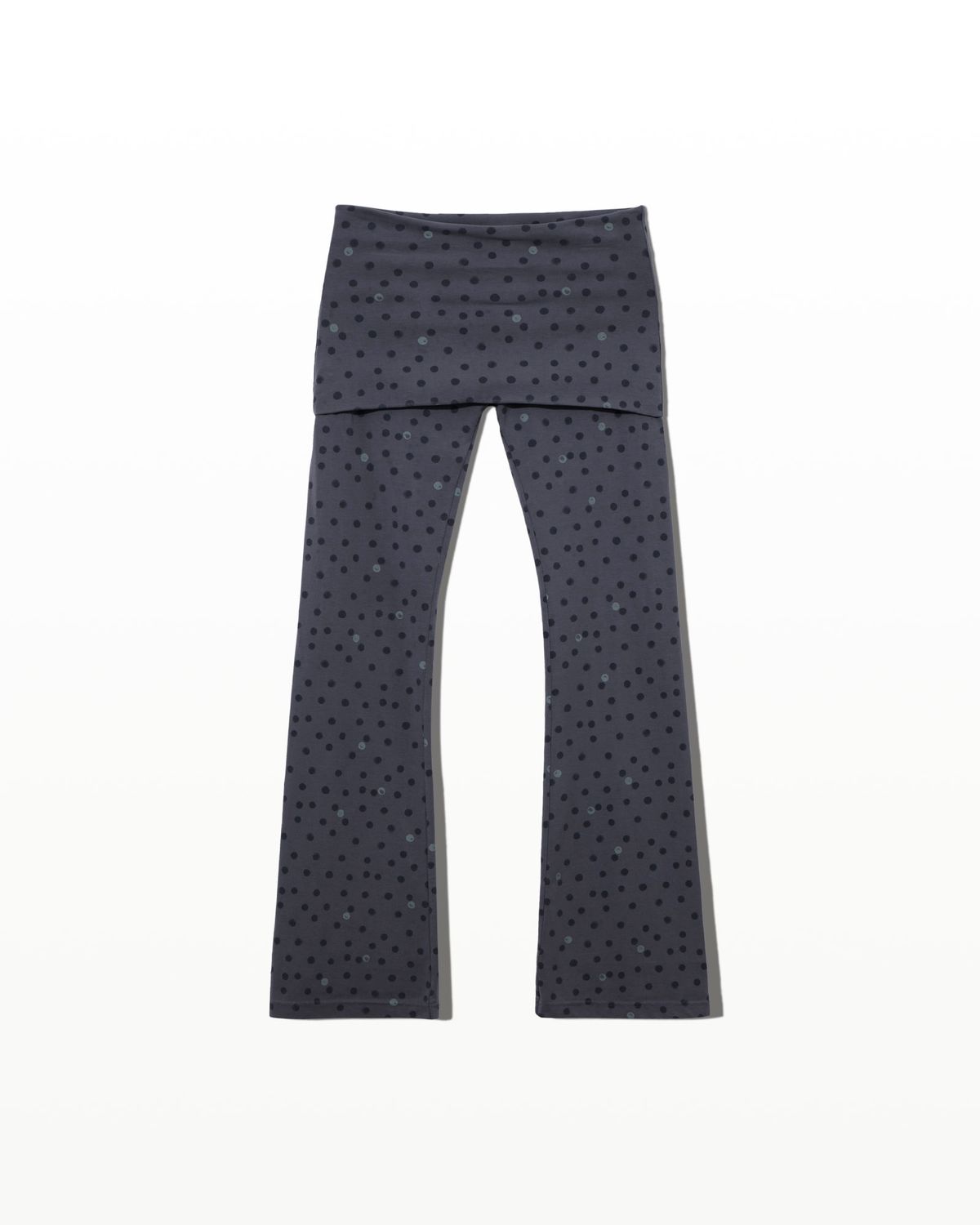 후포(HOOPOE) signature flare fit stretch pants in dot print_charcoal