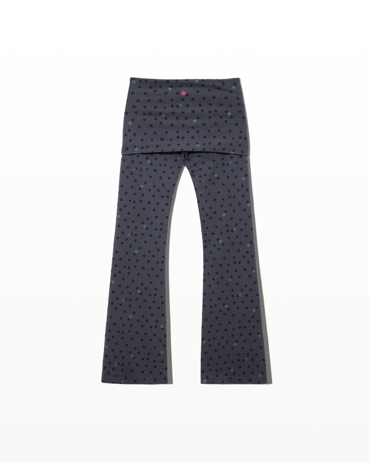 후포(HOOPOE) signature flare fit stretch pants in dot print_charcoal