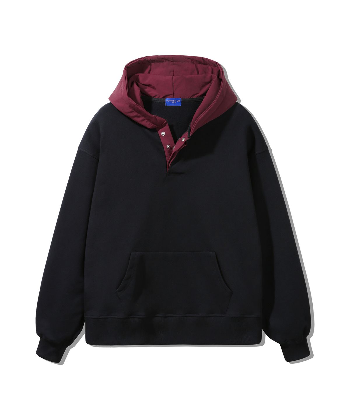 앨빈클로(ALVINCLO) 후드 배색 컬러 매치 버튼 후드티 DLX2961 (3 COLOR)