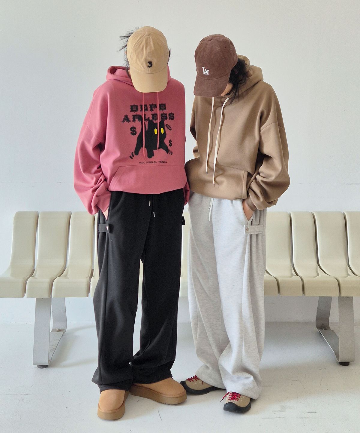 음(UMM) 여자 기모안감 스냅버튼 와이드스트링팬츠 4COLOR