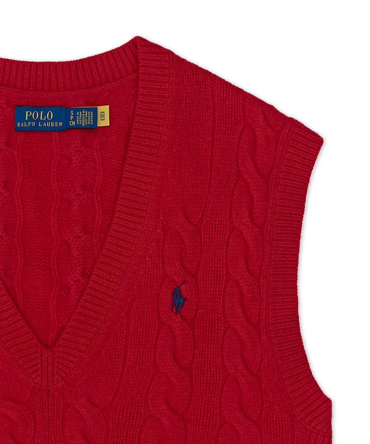 폴로 랄프 로렌(POLO RALPH LAUREN) 케이블 니트 울 캐시미어 스웨터 베스트-레드