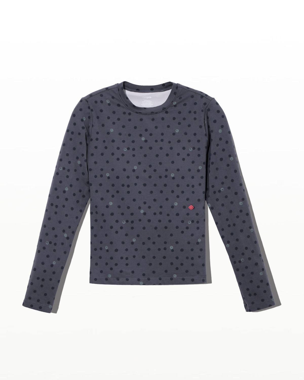 후포(HOOPOE) signature long sleeve bratop in dot print_charcoal