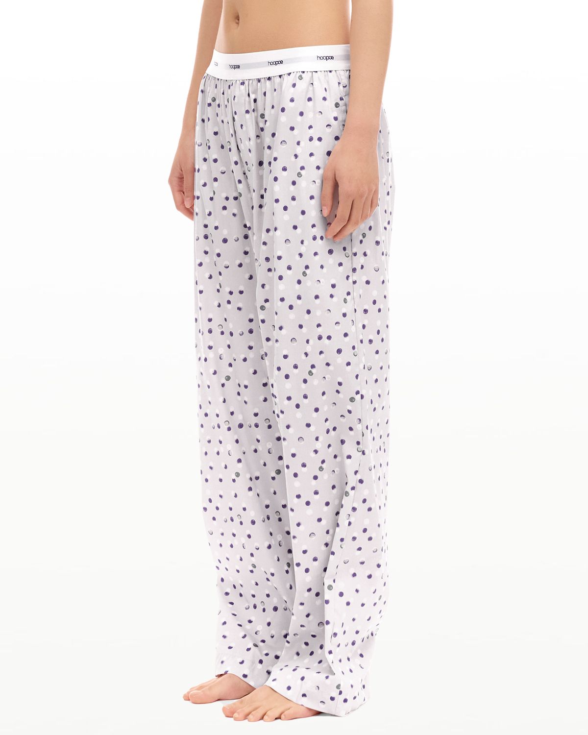 후포(HOOPOE) signature pajama pants in dot print_oyster grey