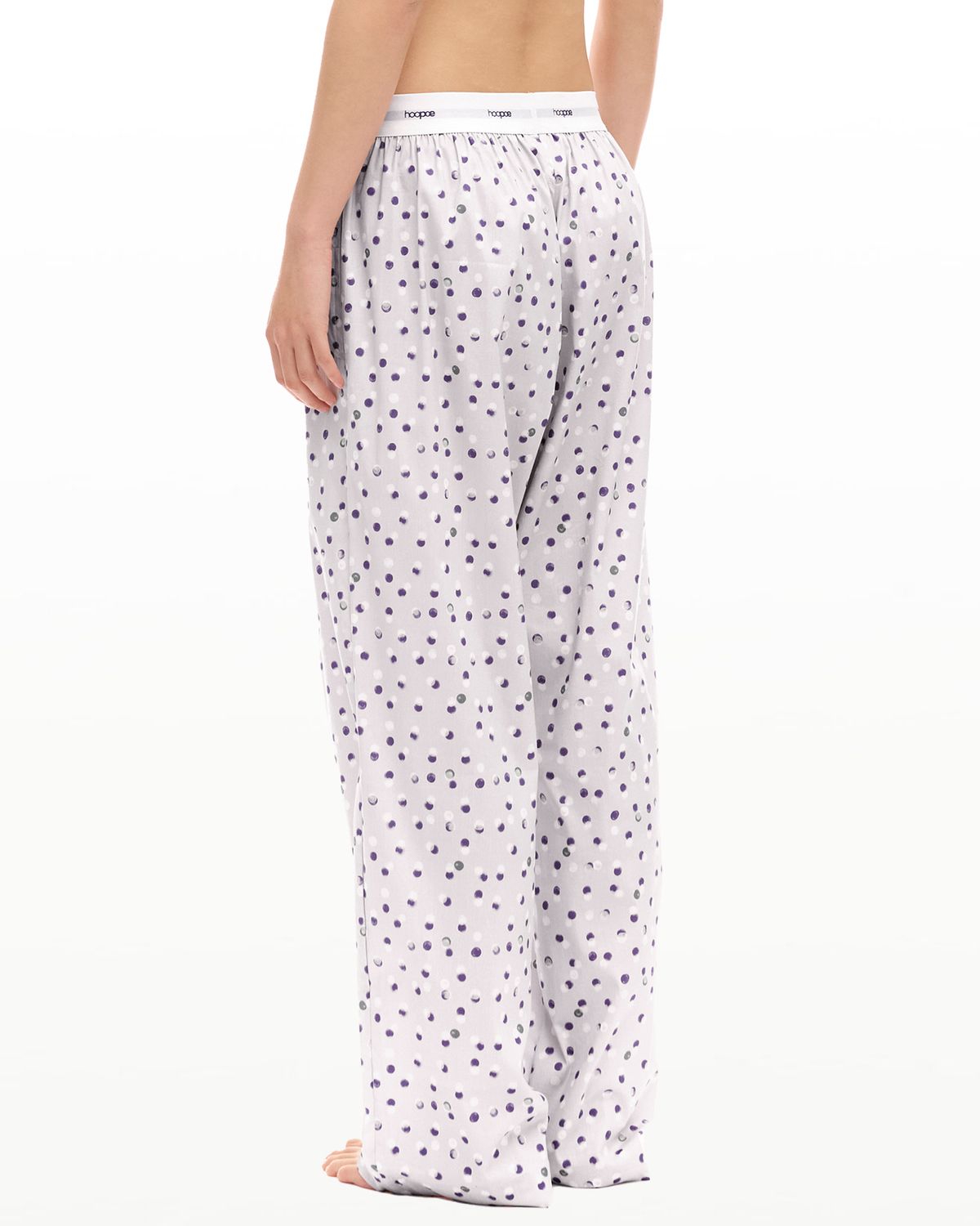 후포(HOOPOE) signature pajama pants in dot print_oyster grey
