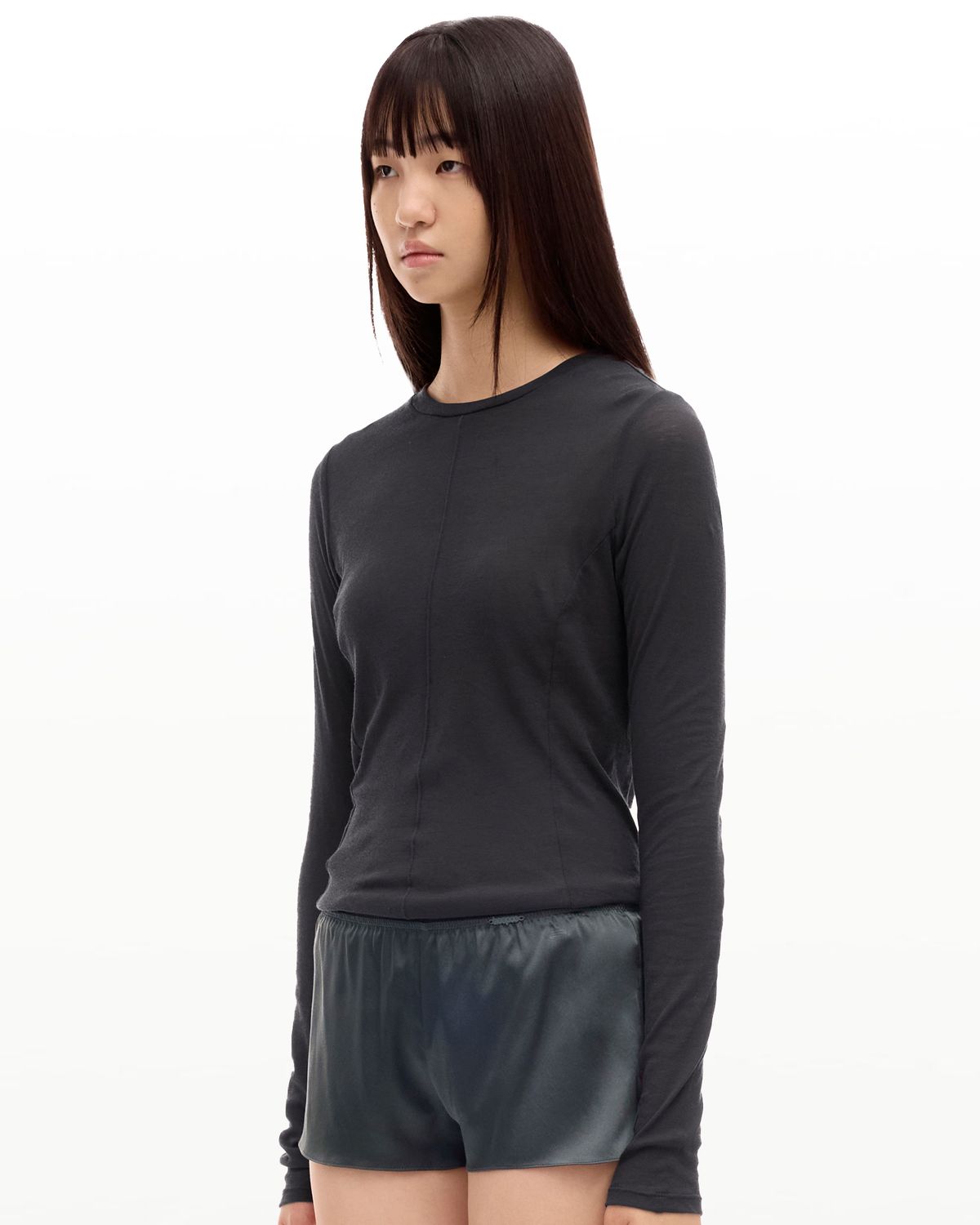 후포(HOOPOE) love sheer long sleeve t-shirt_deep forest