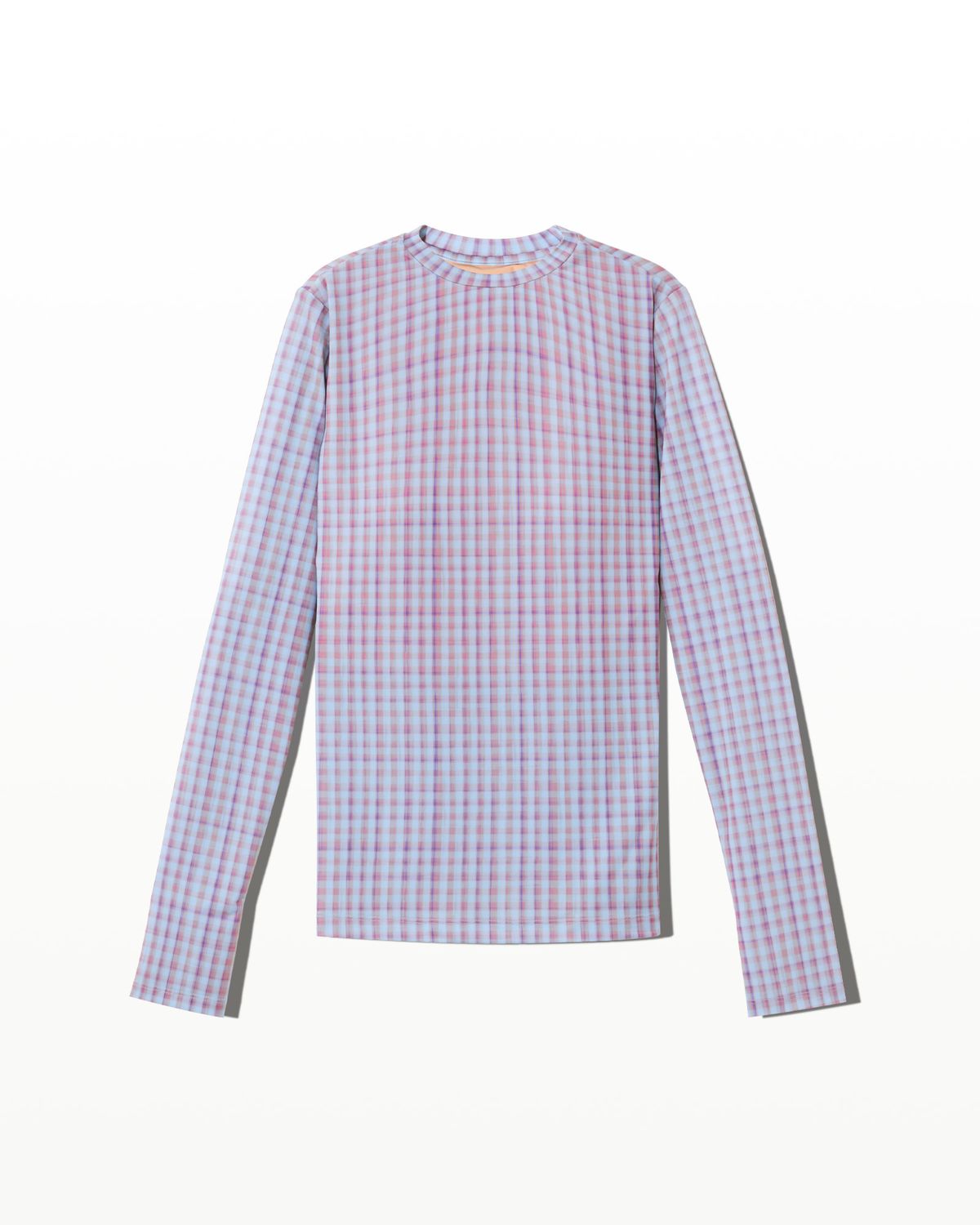 후포(HOOPOE) signature long sleeve bratop in check print_dusty lilac