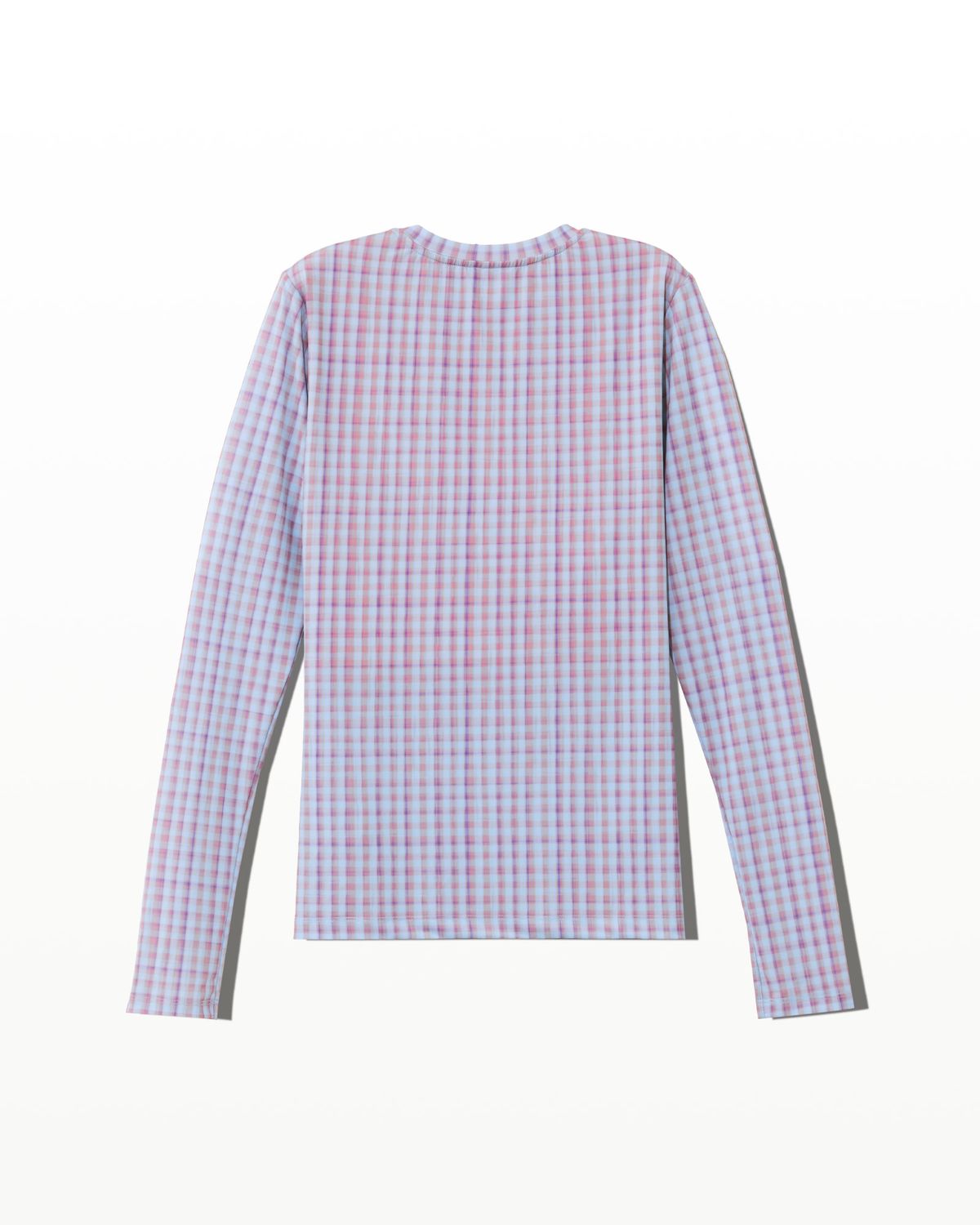 후포(HOOPOE) signature long sleeve bratop in check print_dusty lilac