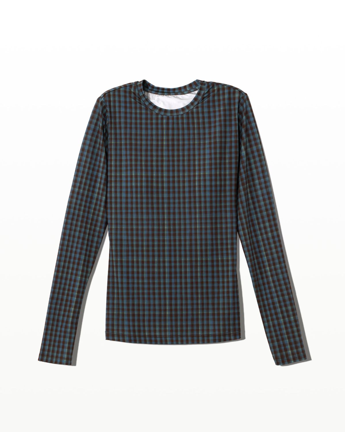 후포(HOOPOE) signature long sleeve bratop in check print_espresso blue