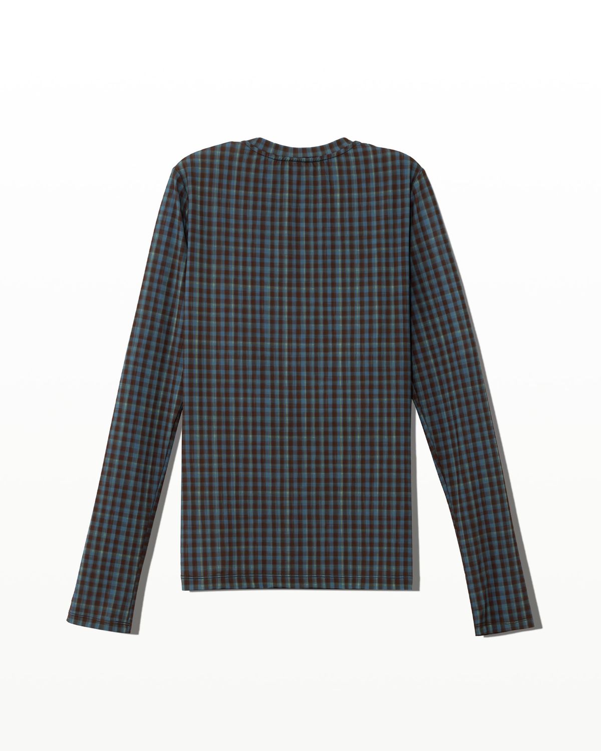 후포(HOOPOE) signature long sleeve bratop in check print_espresso blue