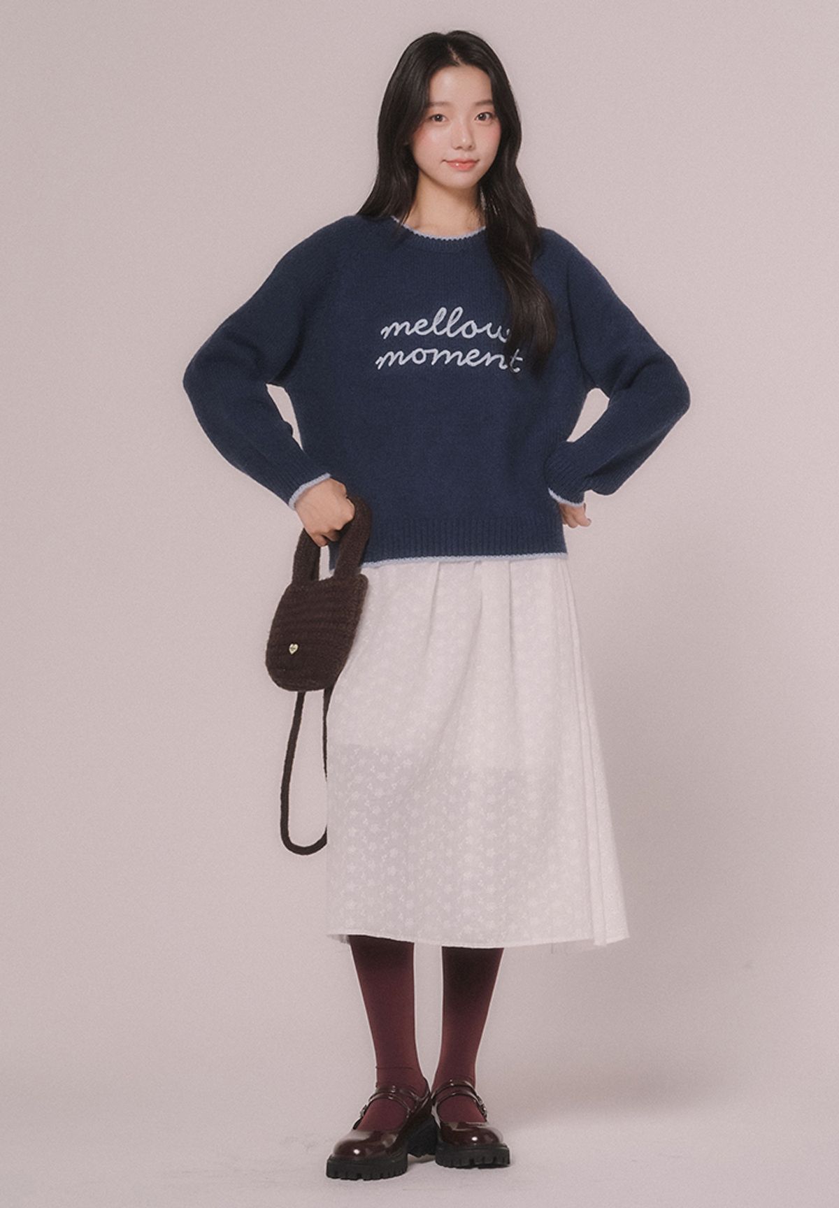 멜로토리(MELLOTORY) 하트 미니 니팅백 (딥브라운)