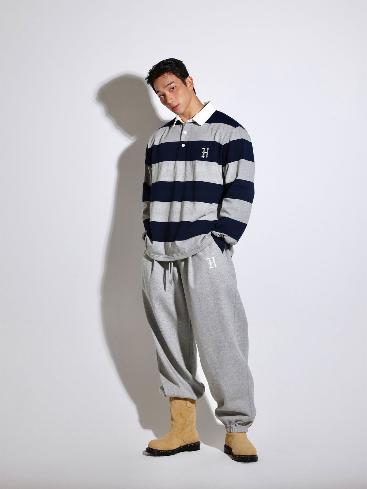핸틀(HENTLE) 오버사이즈 조거 스웻 팬츠(멜란지그레이)