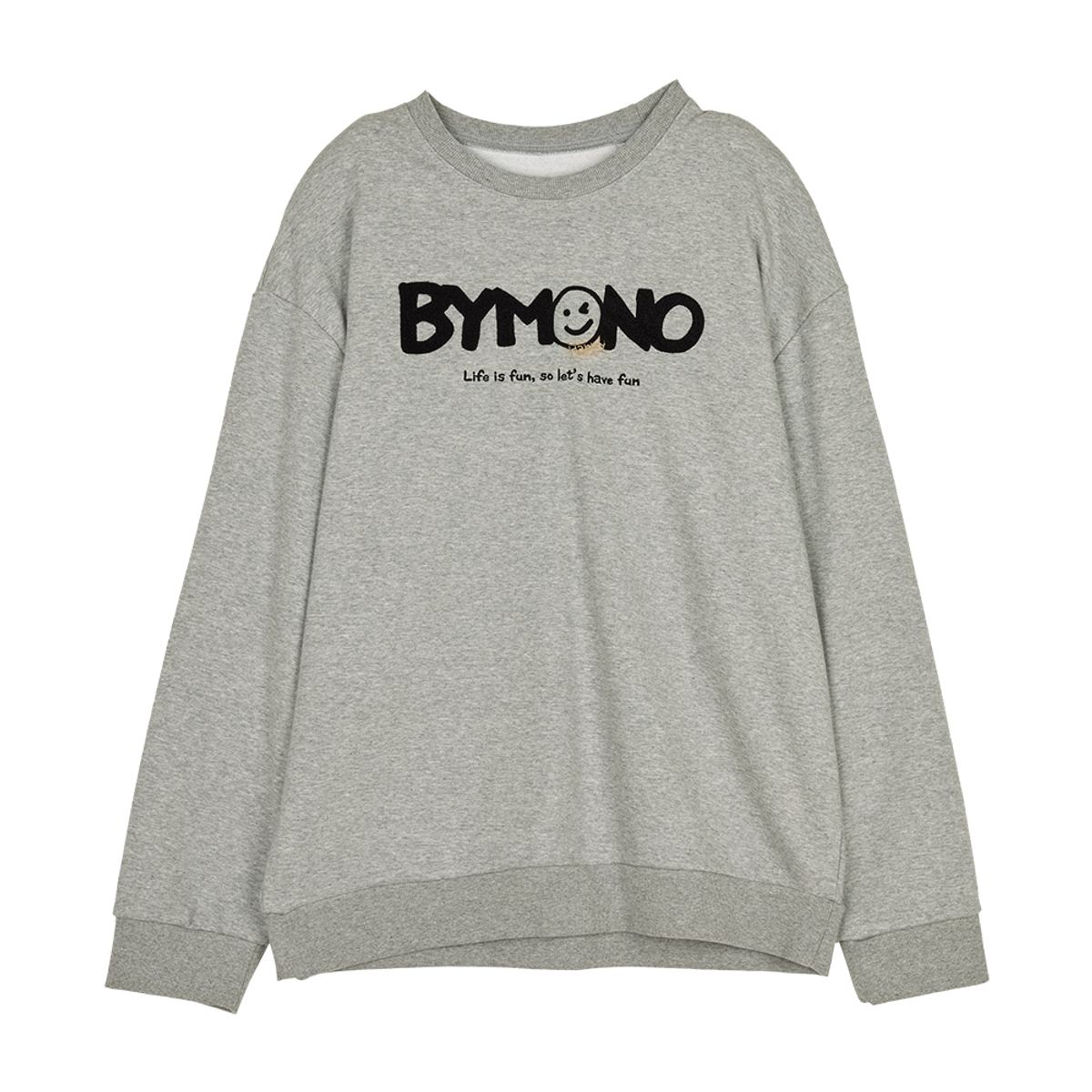바이모노(BYMONO) [빅사이즈 XL-6XL] 모노 스마일 부클 오버핏 기모 맨투맨