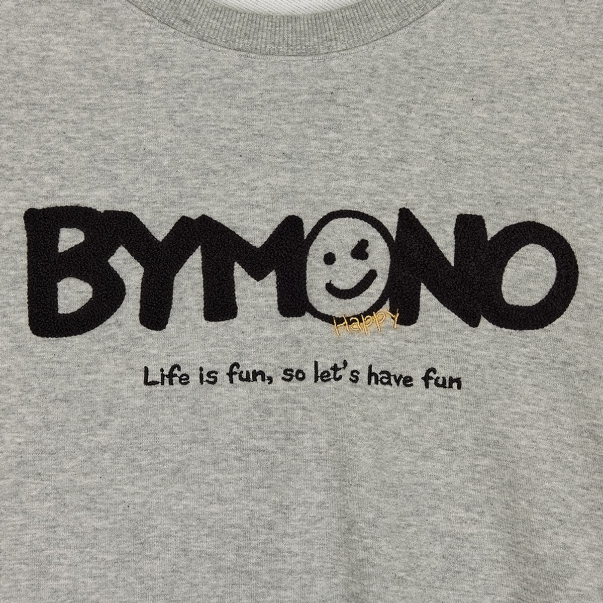 바이모노(BYMONO) [빅사이즈 XL-6XL] 모노 스마일 부클 오버핏 기모 맨투맨