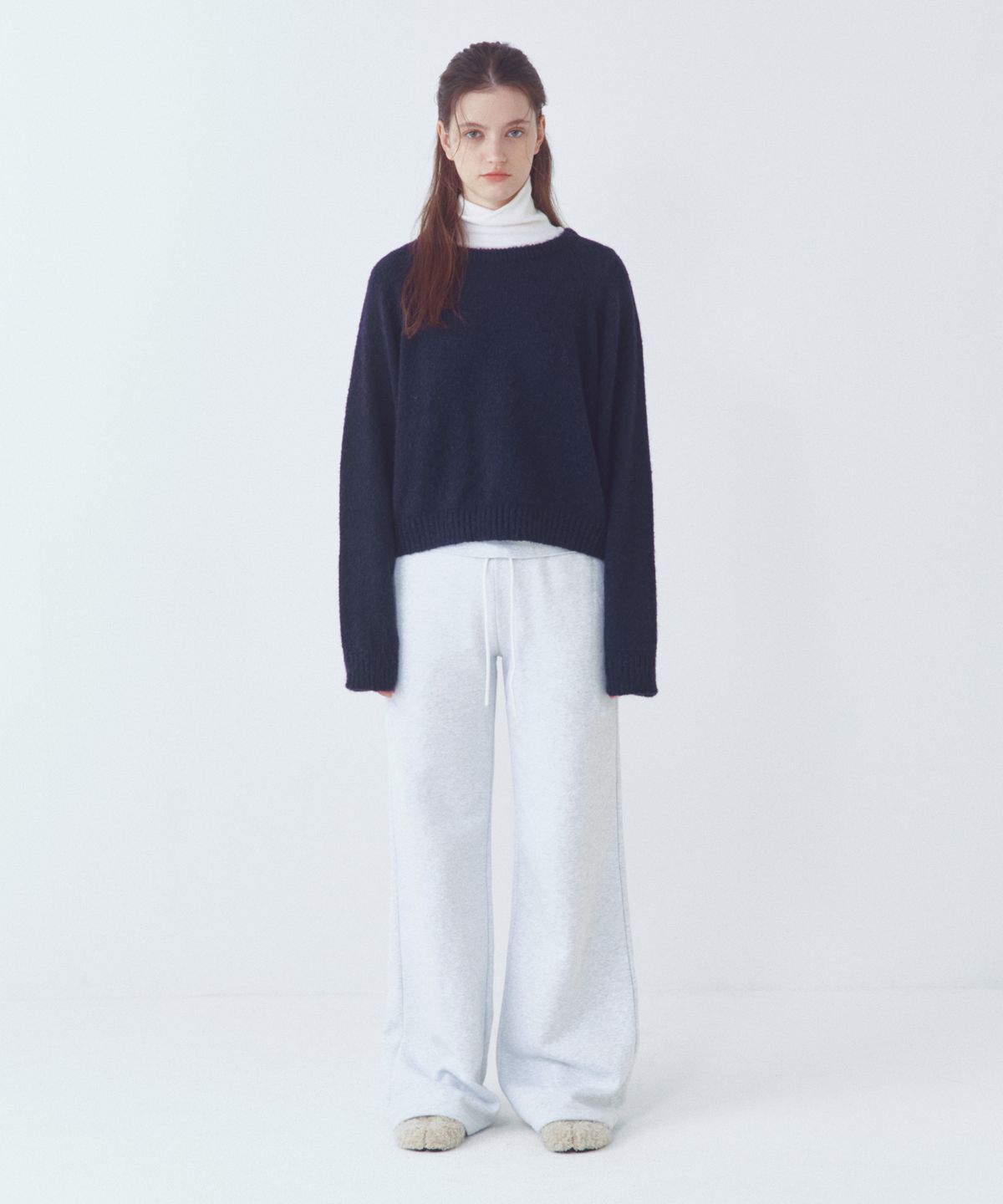 씨타(CITTA) Every Day Relaxed Wide Band Boot-cut Pants_CTB559(White Melange)
