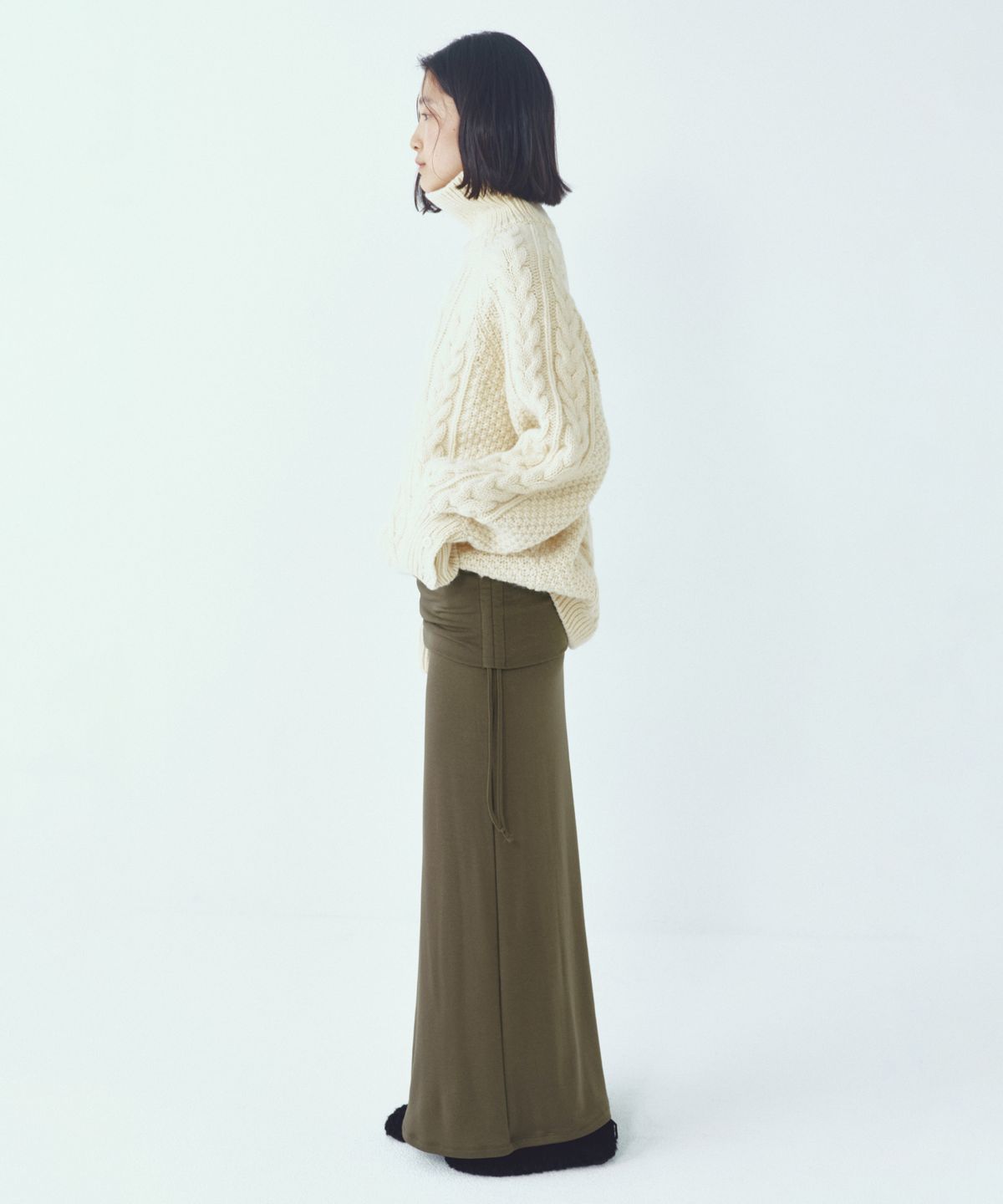 씨타(CITTA) Every Day Comfort Long Skirt (FW)_CTS623(Khaki)