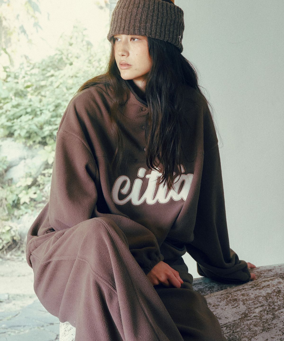 씨타(CITTA) Signature Logo Half Zip-up Fleece_CTT3000(Brown)