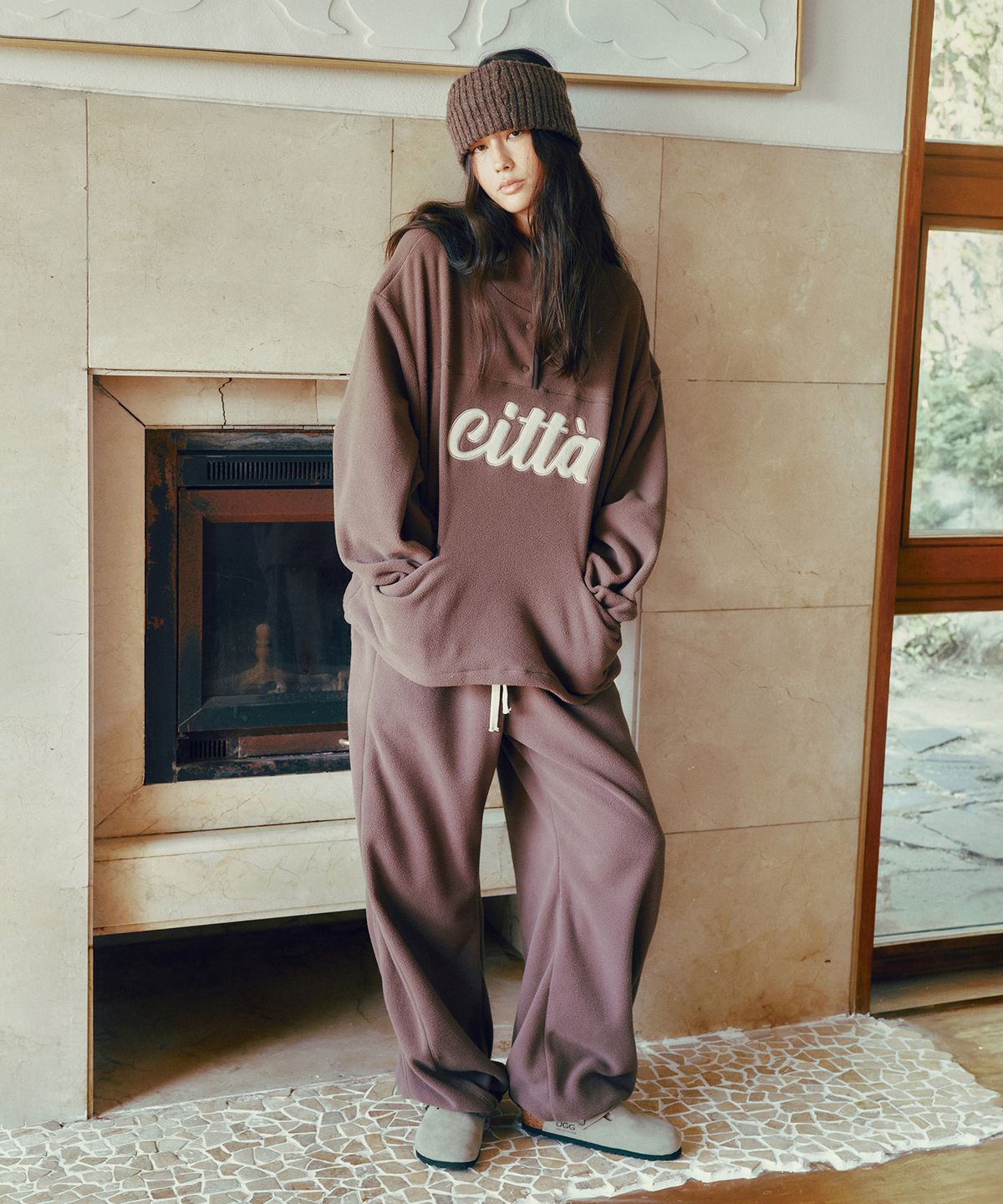 씨타(CITTA) Signature Logo Half Zip-up Fleece_CTT3000(Brown)