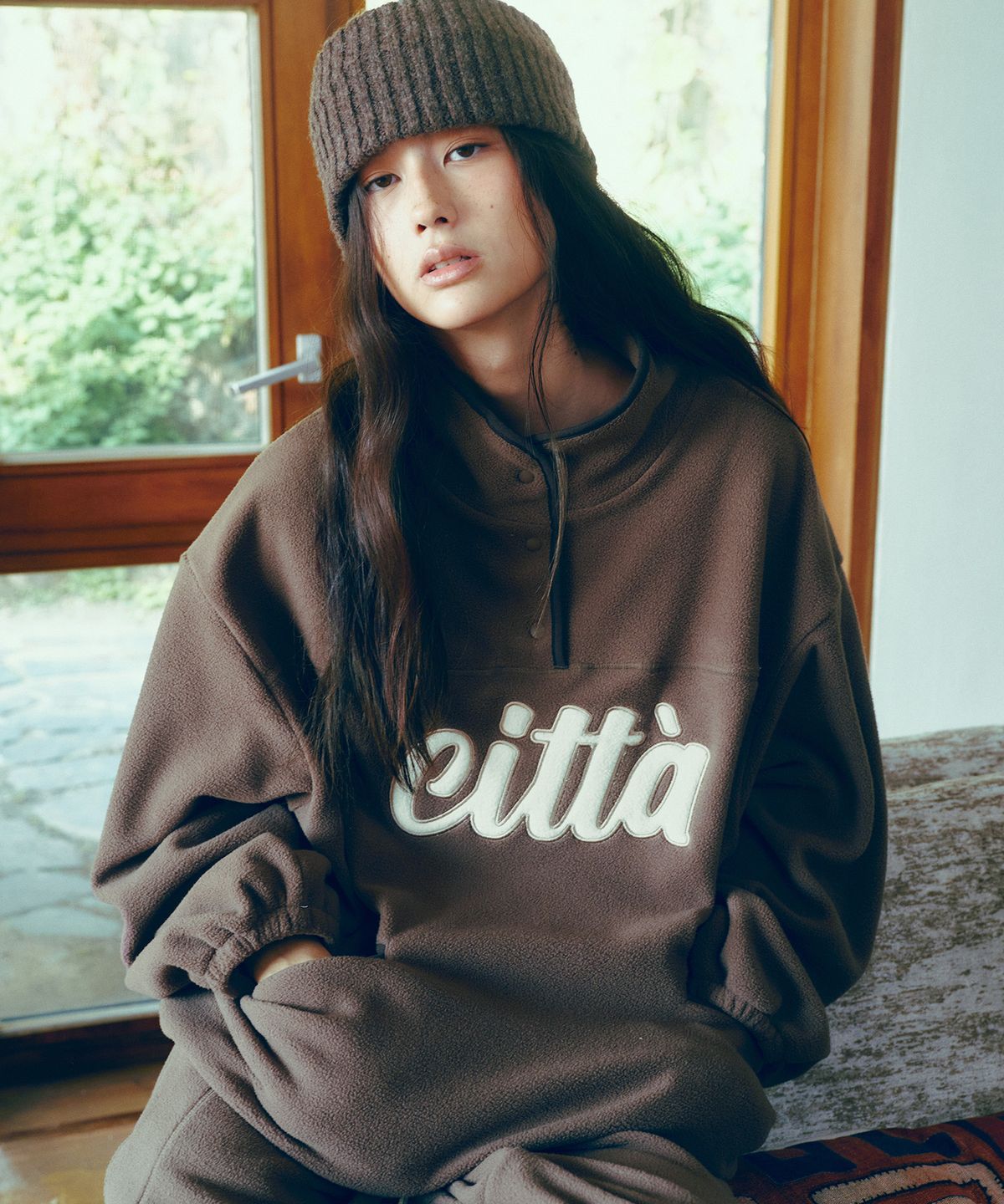 씨타(CITTA) Signature Logo Half Zip-up Fleece_CTT3000(Brown)