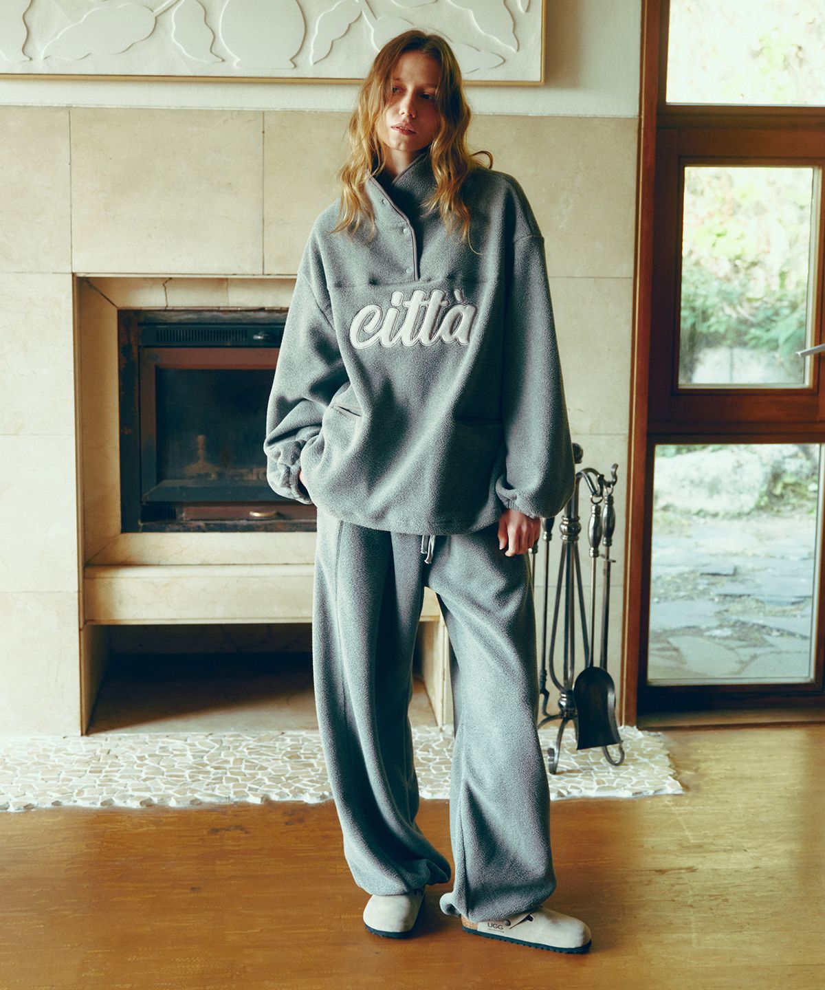 씨타(CITTA) Signature Logo Half Zip-up Fleece_CTT3000(Melange Grey)